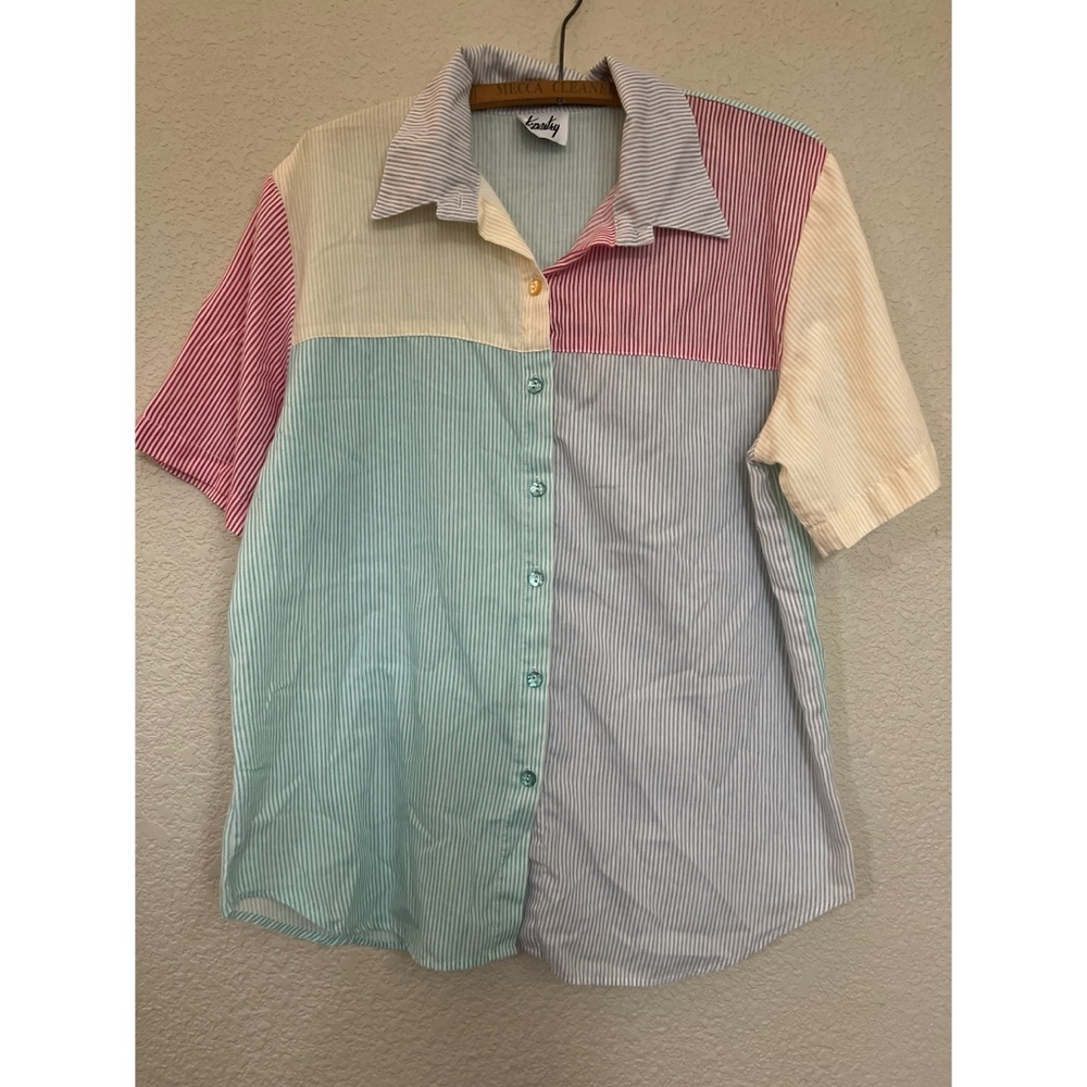 Vintage Tapestry Color Block Button Down